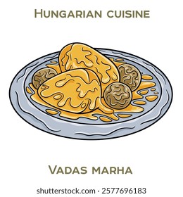 Vadas Marha is a traditional Hungarian dish featuring tender beef marinated in spices, then breaded and deep-fried to a crispy perfection.