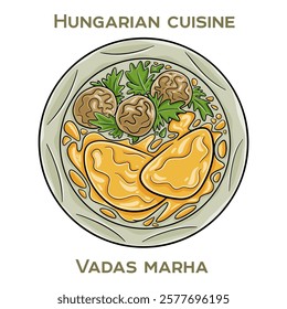 Vadas Marha is a traditional Hungarian dish featuring tender beef marinated in spices, then breaded and deep-fried to a crispy perfection.