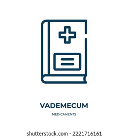 Vademecum icon. Linear vector illustration from medicaments collection. Outline vademecum icon vector. Thin line symbol for use on web and mobile apps, logo, print media.