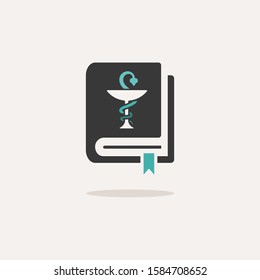 Vademecum. Icon with shadow on a beige background. Medicine vector illustration