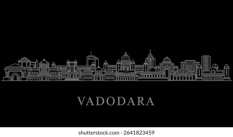 Vadodara Skyline India Cityscape Silhouette.