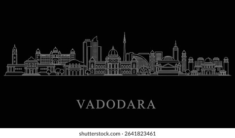 Vadodara Skyline India Cityscape Vector.