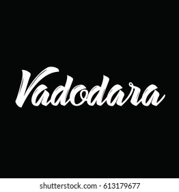 vadodara, text design. Vector calligraphy. Typography poster. Usable as background.