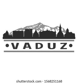 Vaduz Liechtenstein City Travel. City Skyline. Silhouette City. Design Vector. Famous Monuments.