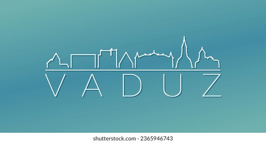 Vaduz, Liechtenstein Skyline Linear Design. Flat City Illustration Minimal Clip Art. Background Gradient Travel Vector Icon.