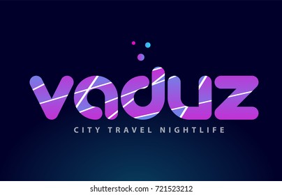 vaduz logo text word typography design for european capital city with colored texture suitable for a brochure or print
