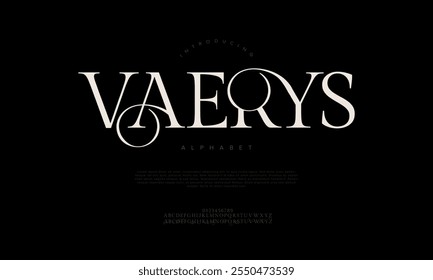 Vaerys typography beauty fashion elegant minimalist serif italic fonts decorative wedding vintage retro logos. Minimal luxury font alphabet logo. Vector illustration