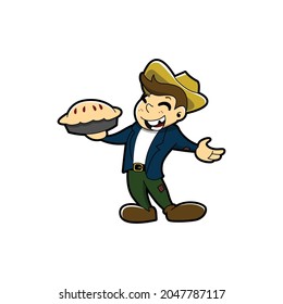 vagabond eating a pie vector cute illustration design