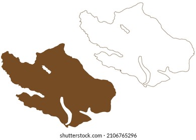 Vagar island (Kingdom of Denmark, Faroe Islands) map vector illustration, scribble sketch Vago map