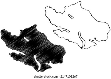 Vagar island (Kingdom of Denmark, Faroe Islands) map vector illustration, scribble sketch Vago map