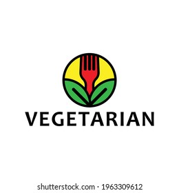 vagetarian food and fork logo vector