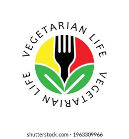 vagetarian food and fork logo vector