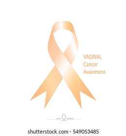 Vaginal Cancer awareness, peach color ribbon on solid white background.