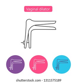 Vaginal dilator thin line icon. Modern vector illustration of medical equipment. Gynecological simbol illustration. Editable stroke.