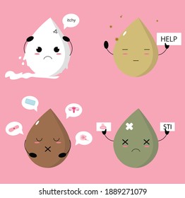 Vaginal discharge concept illustration in cute or kawaii style