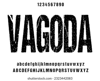 VAGODA, modern condensed display geometric circular font vector with alternates and ligatures.