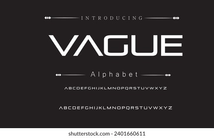 Vague Modern Bold Font. Sans Serif Font. Regular Italic Uppercase Lowercase Typography urban style alphabet fonts for fashion, sport, technology, digital, movie, logo design, vector illustration