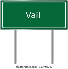 Vail , Colorado, road sign green vector illustration, road table, USA city