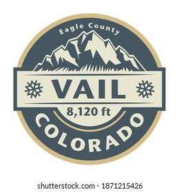 Vail Ski Resort is a ski resort located near the town of Vail in Eagle County, Colorado. Vector illustration