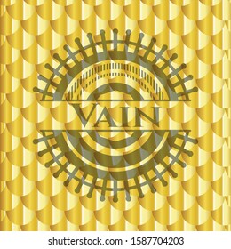 Vain gold shiny emblem. Scales pattern. Vector Illustration. Detailed.