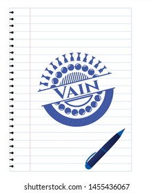 Vain pen effect. Blue ink. Vector Illustration. Detailed.