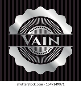 Vain silvery emblem or badge. Vector Illustration. Mosaic.