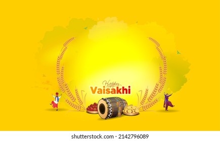 Vaisakhi or Baisakhi festival Creative Poster banner design. Punjabi sikh harvest festival