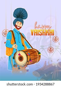 Vaisakhi illustration with decorative Punjabi Festival Baisakhi background.