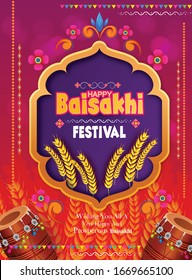 Vaisakhi, also known as Baisakhi festival in Hinduism and Sikhism, Abstract Background for baisakhi