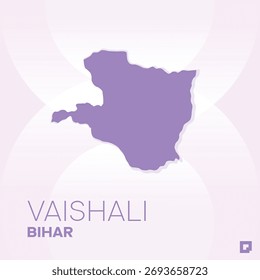 VAISHALI District Map, Bihar, India – Editable Vector Outline.