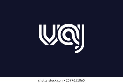 VAJ Creative Unique Modern Letter Logo Design. Stylized logo featuring a unique letter design, presenting abstract minimalist aesthetics and modern appeal.