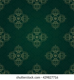 Vajra and endless knot, background pattern in vector. Buddhist symbols. Symbols wisdom & enlightenment. Nepal, Tibet. 

