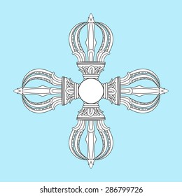 Vajra sign symbol Tibet logo. Buddhism