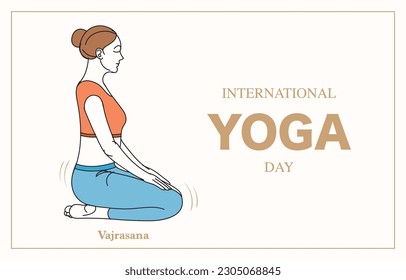 vajrasana yoga pose illustration for international yoga day