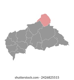 Vakaga prefecture map, administrative division of Central African Republic.