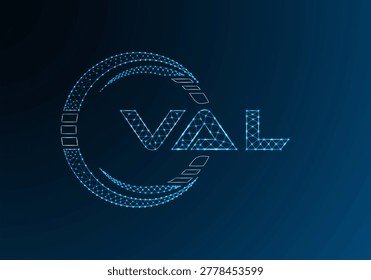 VAL low poly letter logo vector design. VAL lower poly logo design. Low poly logo.