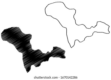 Valandovo Municipality (Republic of North Macedonia, Southeastern Statistical Region) map vector illustration, scribble sketch Valandovo map