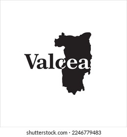 Valcea map and black lettering design on white background