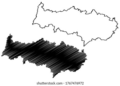 Val-d'Oise Department (France, French Republic, Ile-de-France region) map vector illustration, scribble sketch Val dOise map