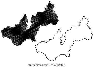 Vale do Anari municipality (State of Rondônia or Rondonia, RO, Municipalities of Brazil, Federative Republic of Brazil) map vector illustration, scribble sketch map