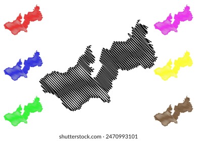 Vale do Anari municipality (State of Rondônia or Rondonia, RO, Municipalities of Brazil, Federative Republic of Brazil) map vector illustration, scribble sketch map