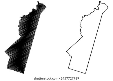 Vale do Paraiso municipality (State of Rondônia or Rondonia, RO, Municipalities of Brazil, Federative Republic of Brazil) map vector illustration, scribble sketch Vale do Paraíso map