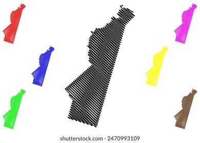 Vale do Paraiso municipality (State of Rondônia or Rondonia, RO, Municipalities of Brazil, Federative Republic of Brazil) map vector illustration, scribble sketch Vale do Paraíso map