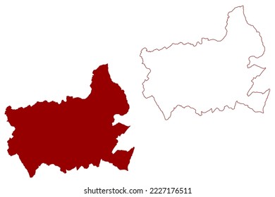 Vale of White Horse Non-metropolitan district, (United Kingdom of Great Britain and Northern Ireland, ceremonial county Oxfordshire, England) map vector illustration, scribble sketch map