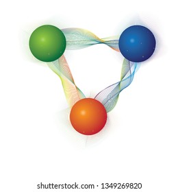 Valence quarks connected by string like gluons forming protons/neutrons (called hadrons, the H in LHC). The charges of quarks under strong nuclear force is labelled by colors red blue and green. 