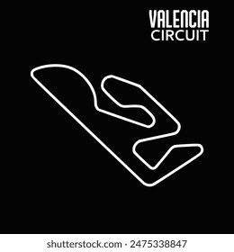 Valencia circuit for motorsport and autosport. Spain grand prix race track. Black background