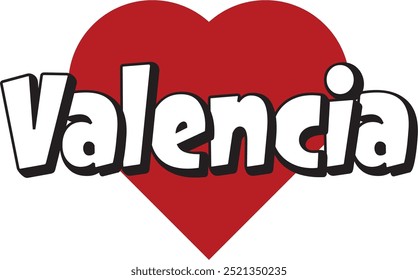 Valencia cidade ​texto ​ coração vermelho adequado para logotipo ou design