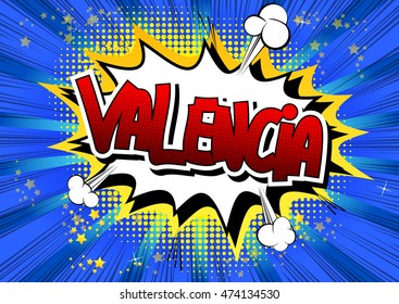 Valencia - Comic book style word.