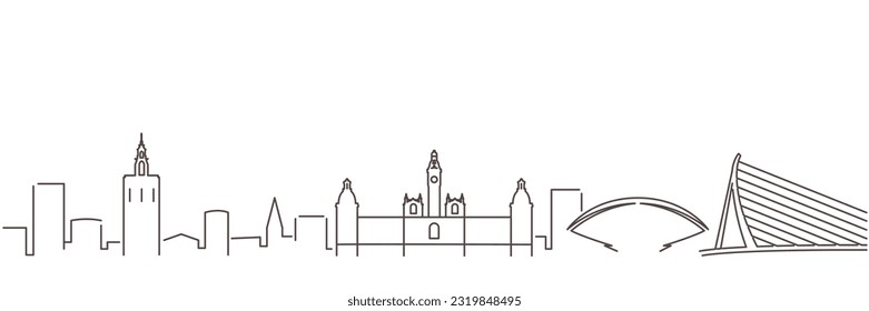 Valencia Dark Line Simple Minimalist Skyline With White Background