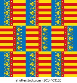 Valencia Flag Seamless Pattern. Vector